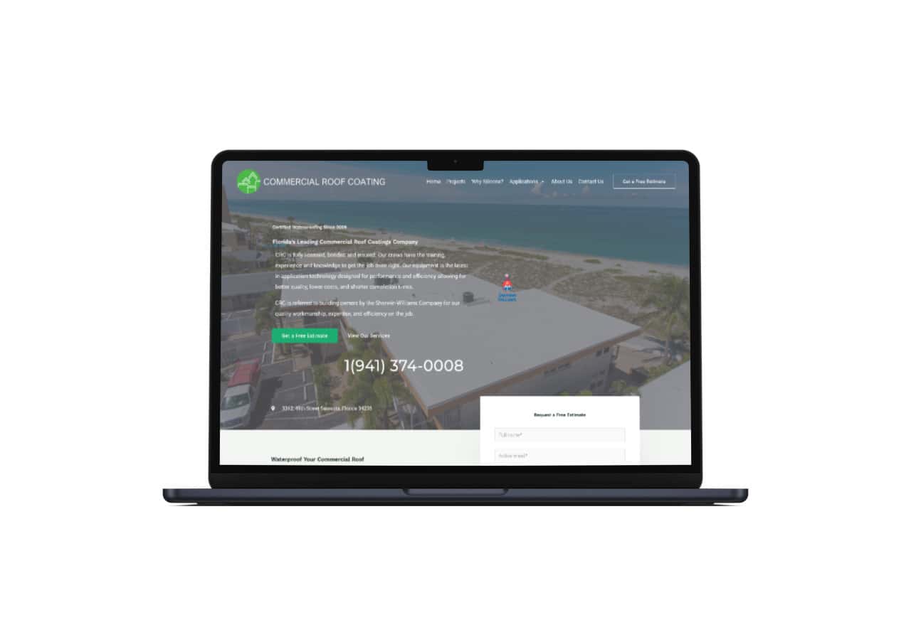 Commercial Roof Coating website mockup