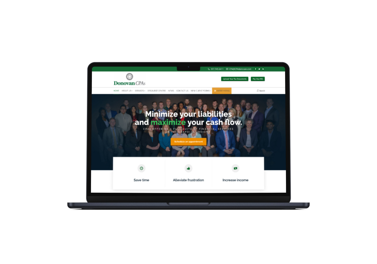 Donovan CPA website mockup