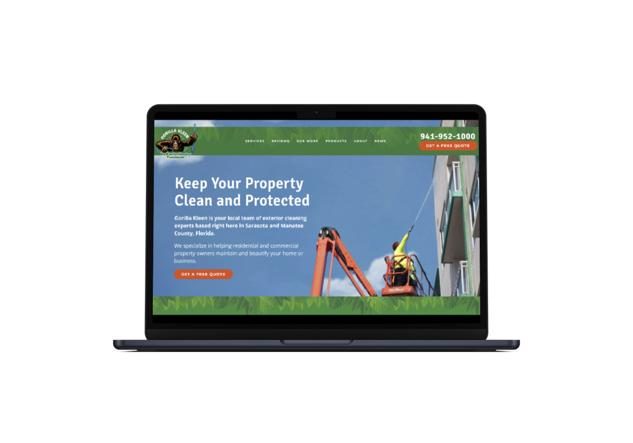 Gorilla Kleen website mockup