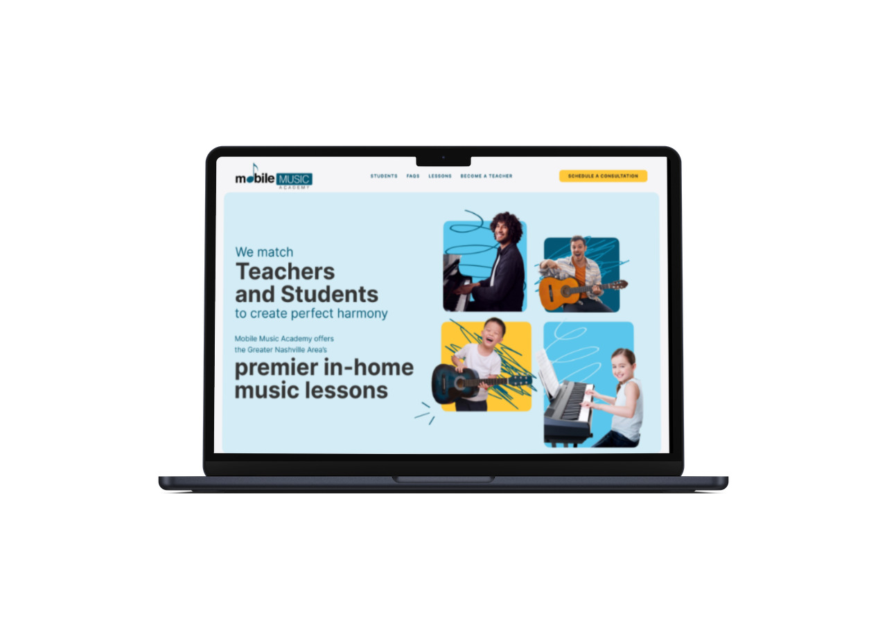 Mobile Music Academy website mockup