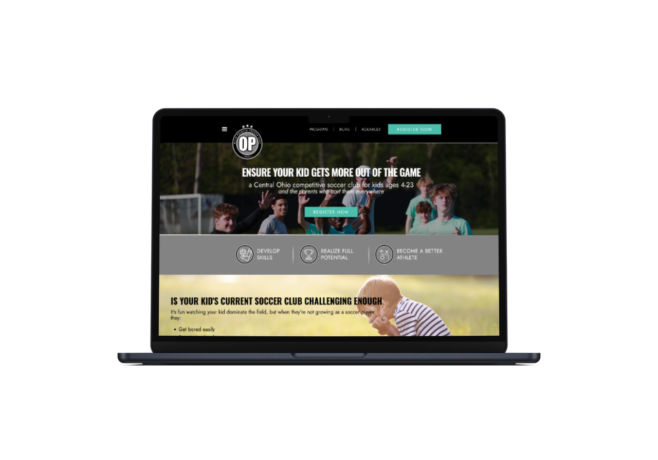 OP Soccer website mockup